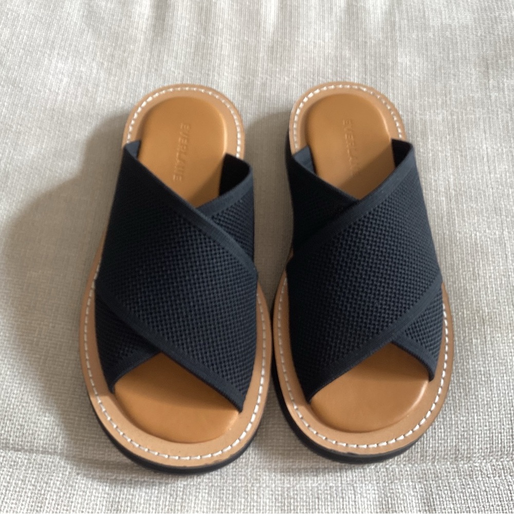 Everlane The ReKnit City Flatform Black Sandals 6.5